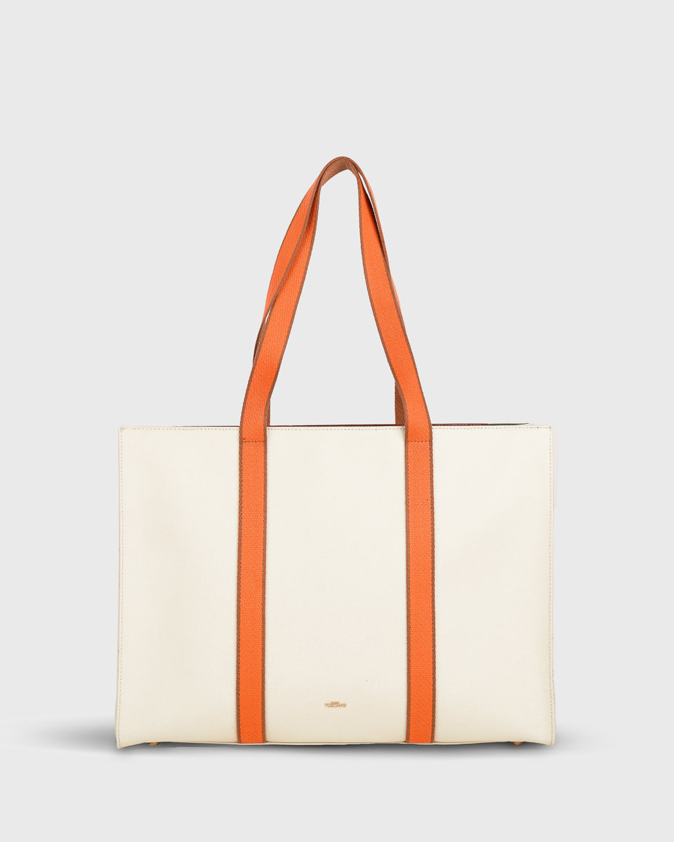 Brooklyn Tote (Apricot) , Vegan Leather , Front View