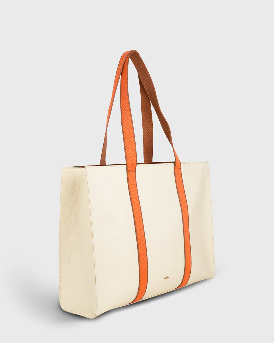 Brooklyn Tote (Apricot) , Vegan Leather ,Side View 2