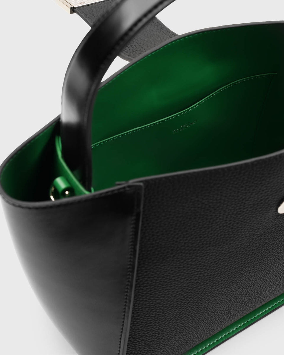 Mahjong Trapeze Bag (Black/Bold Green) - Tocco Toscano