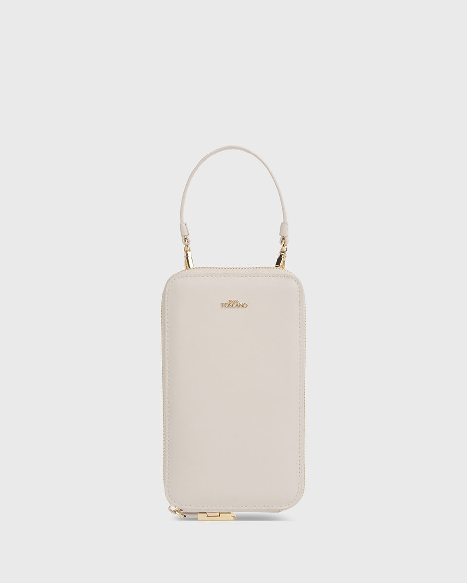 Iduna Mobile Phonebag (Cream), Vegan Leather, Front View