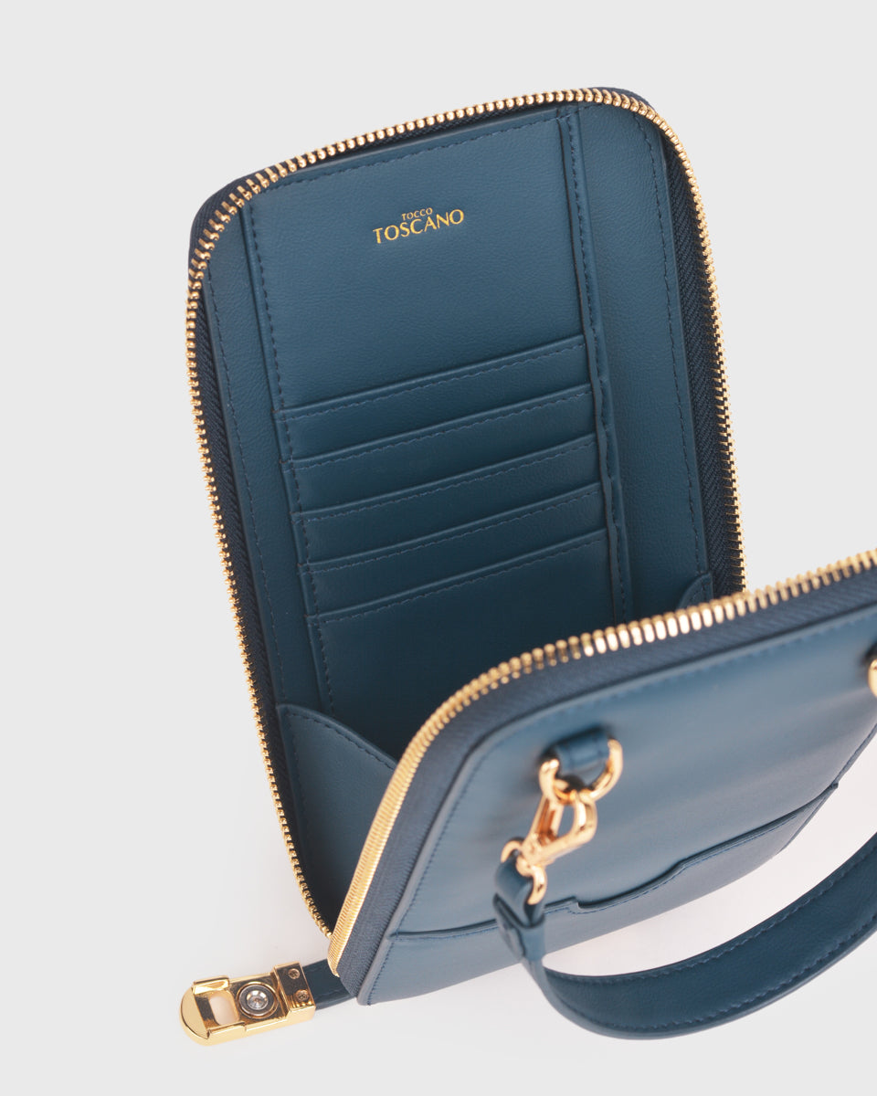 Iduna Mobile Phonebag (Cobalt), Vegan Leather, Interior View 1