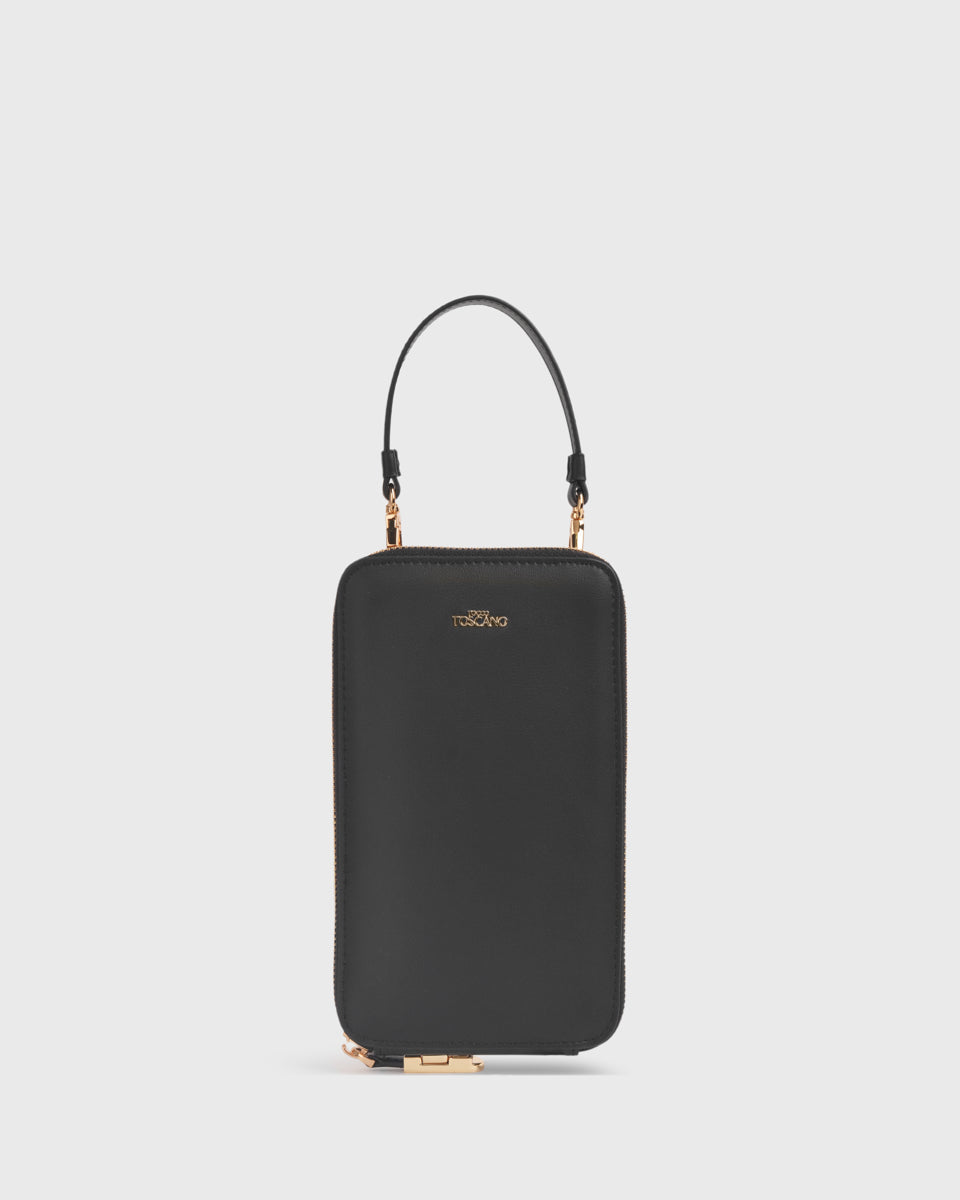 Iduna Mobile Phonebag (Black), Vegan Leather, Front View