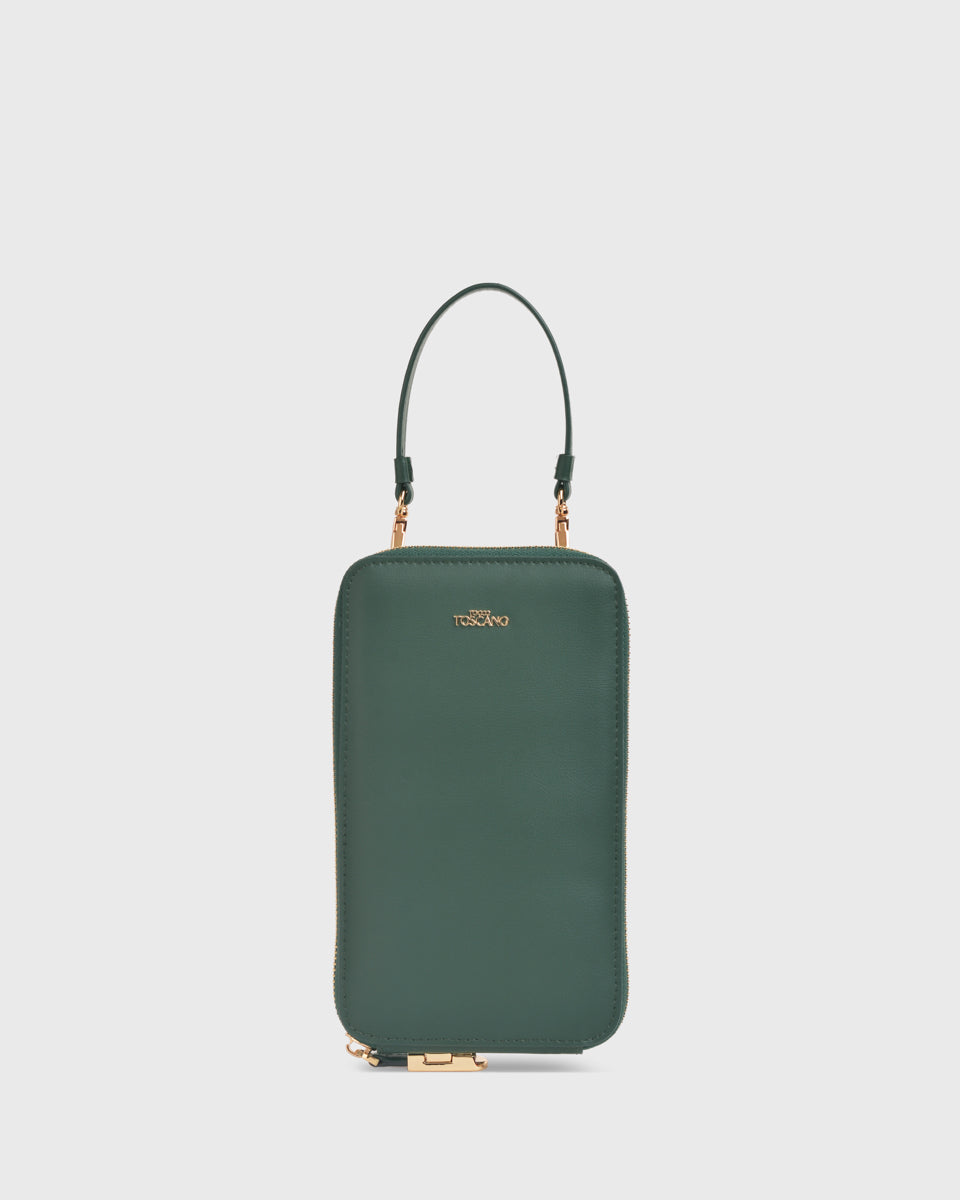 Iduna Mobile Phonebag (Forest), Vegan Leather, Front View