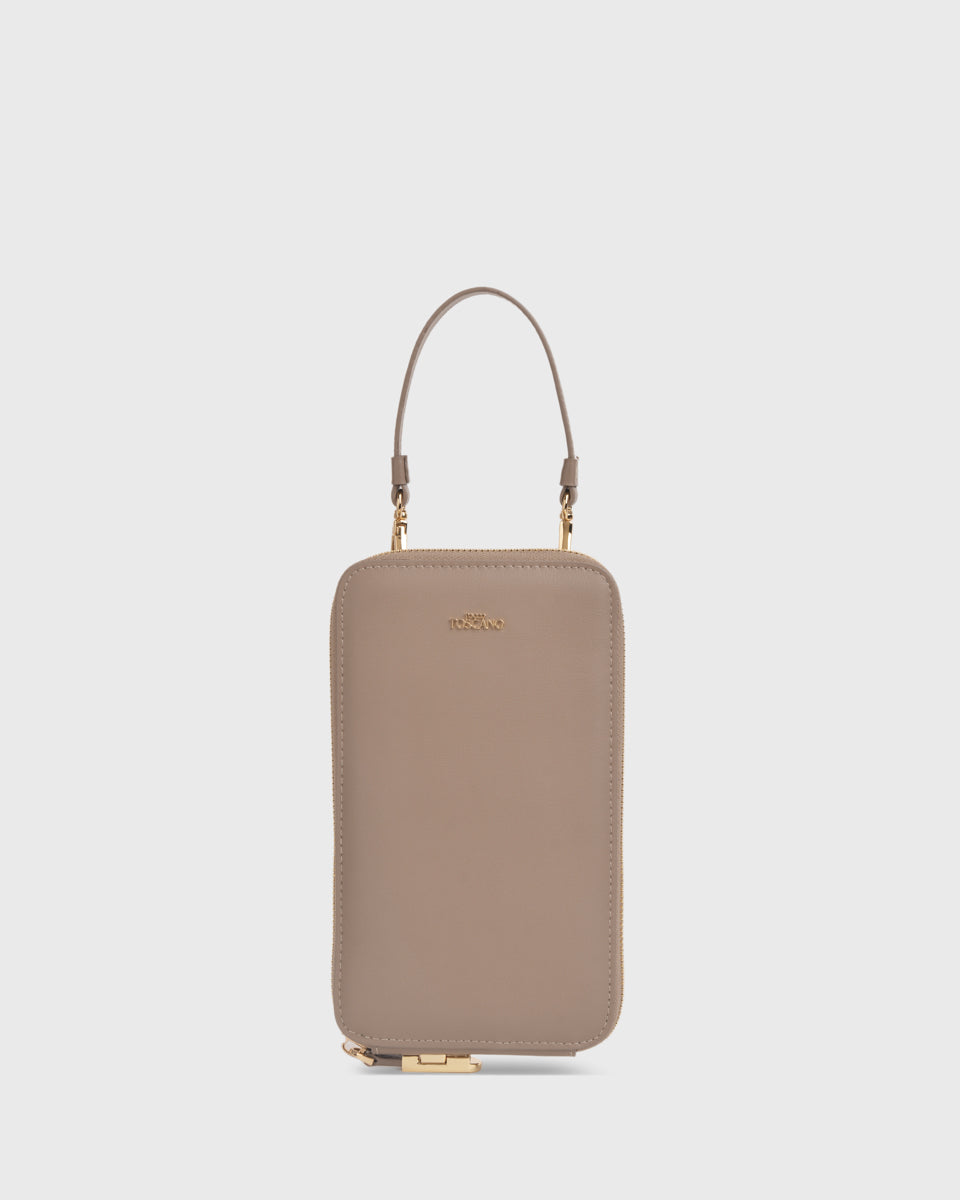 Iduna Mobile Phonebag (Taupe), Vegan Leather, Front View