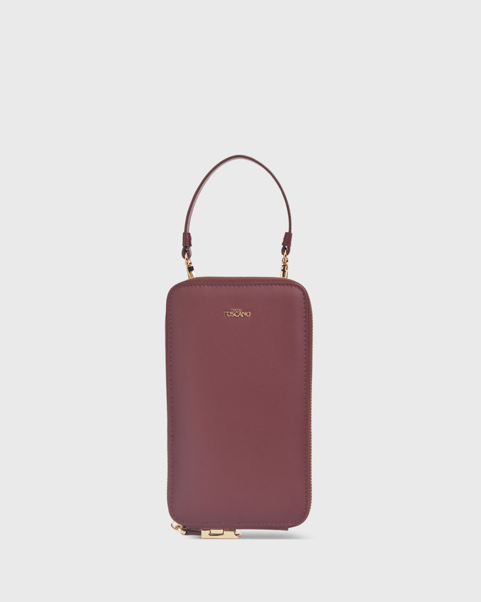 Iduna Mobile Phonebag (Wine), Vegan Leather, Front View