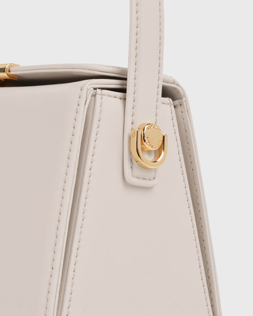 Iduna Top Handle Handbag (Cream), Vegan Leather, Side View 1