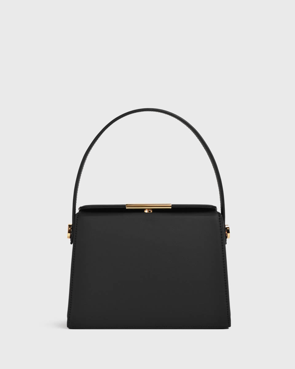 Iduna Top Handle Handbag(Black), Vegan Leather, Front View